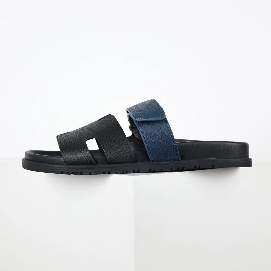 Hermès Oran Slide Two-Strap — 爱马仕 拖鞋  黑蓝 · GD版本