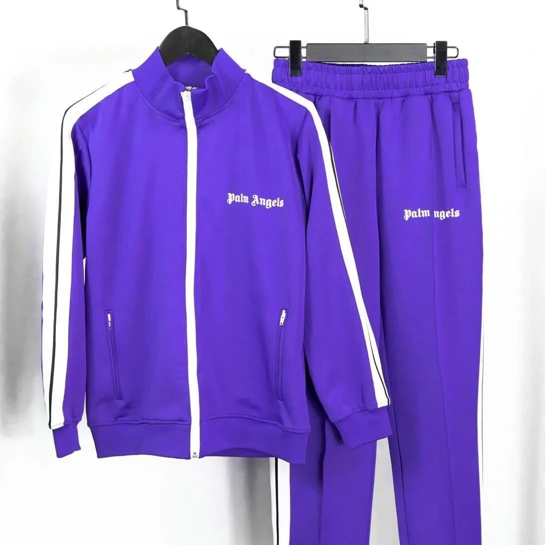 Palm Angels Track Suit Purple with White Stripes