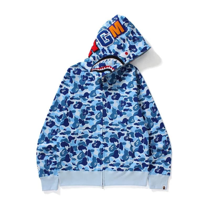 BAPE Full-Zip Hoodie Camouflage Shark — 8361 blue