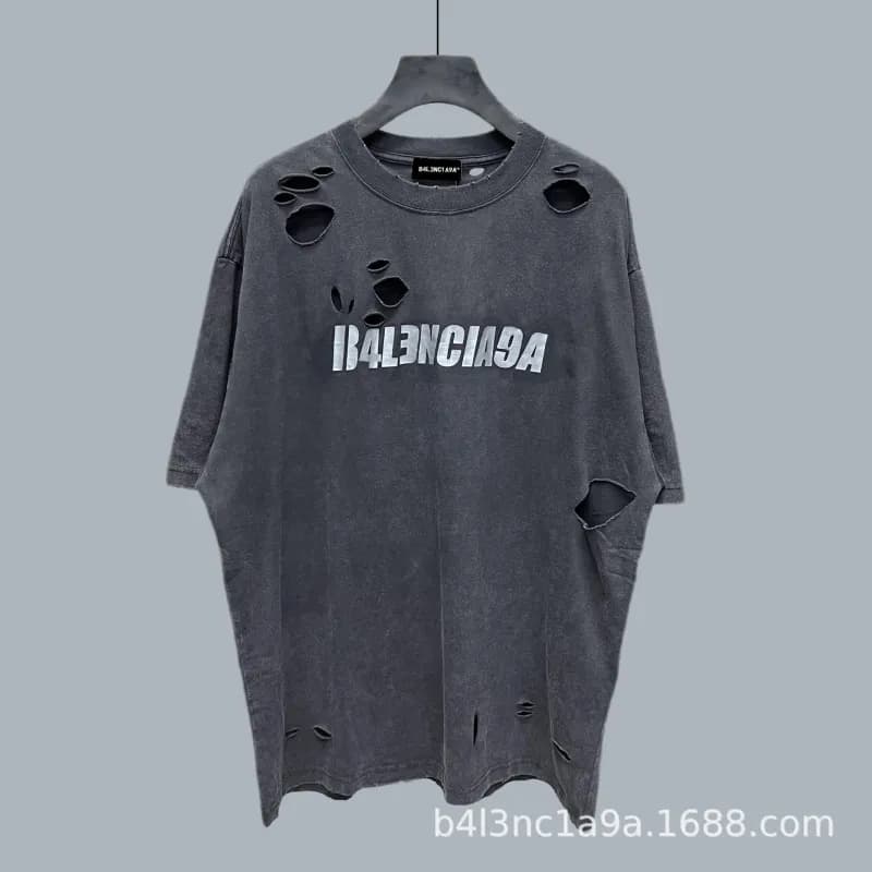 Balenciaga Distressed Logo Tee Reverse Logo