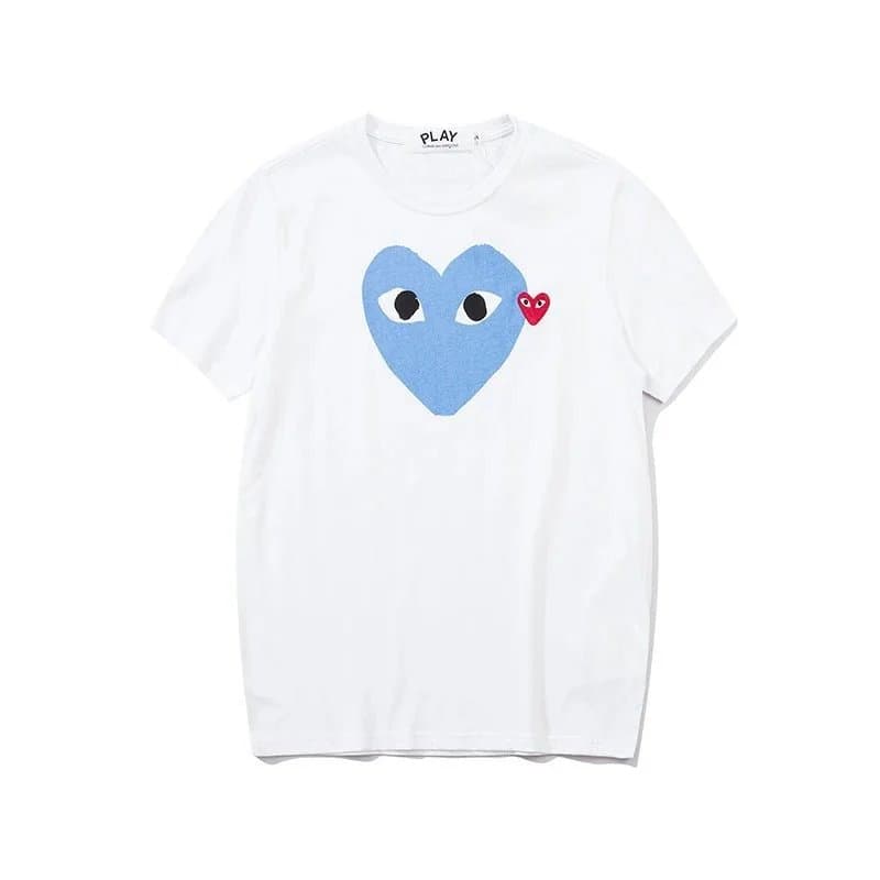 Comme des Garçons Heart T-Shirt Blue Heart with Red Mini Heart