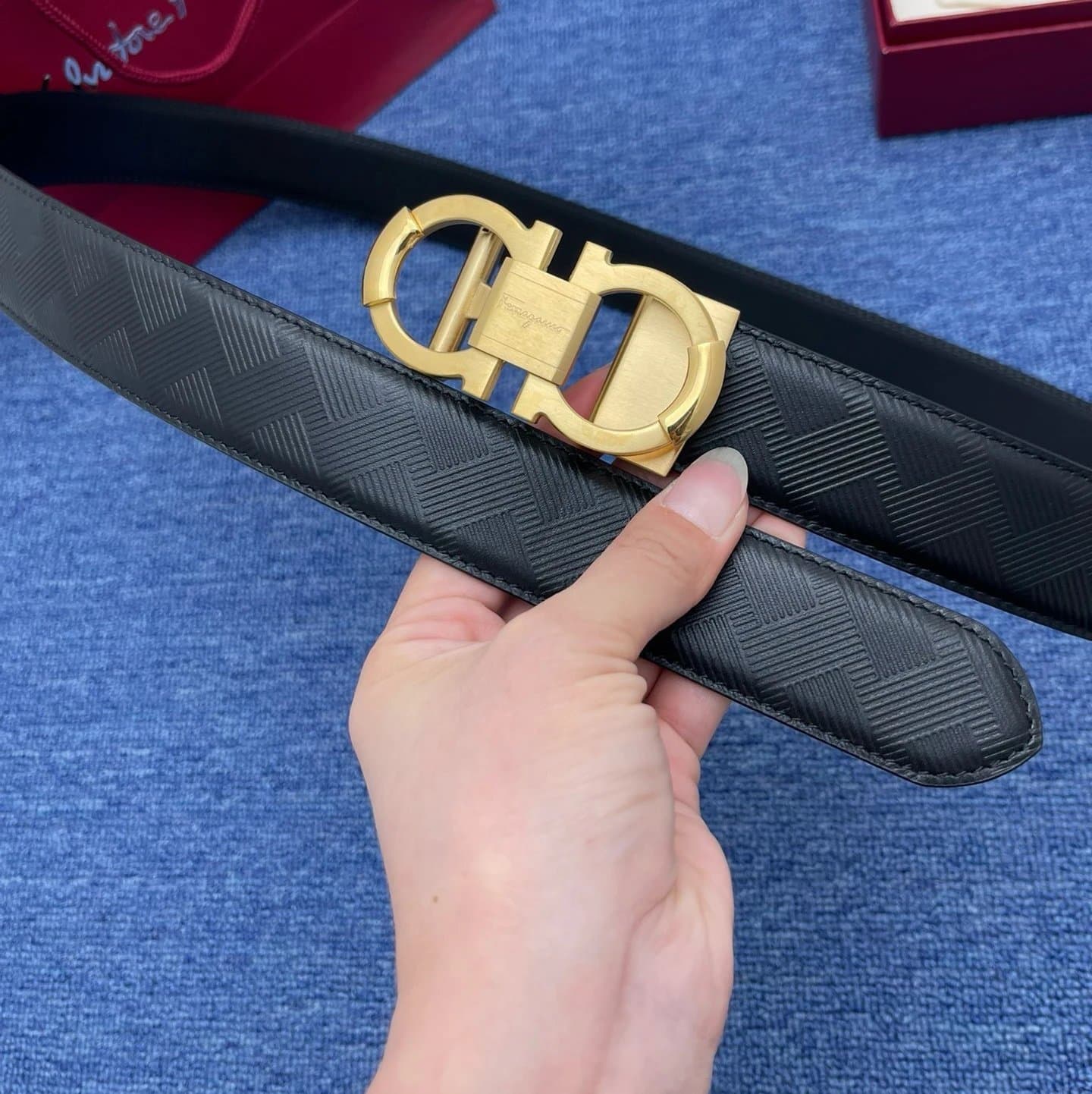 Ferragamo Gancini Belt Embossed Logo