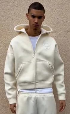Gallery Dept. Zip-Up Hoodie and Joggers Set Embroidered Floral — 米色上衣