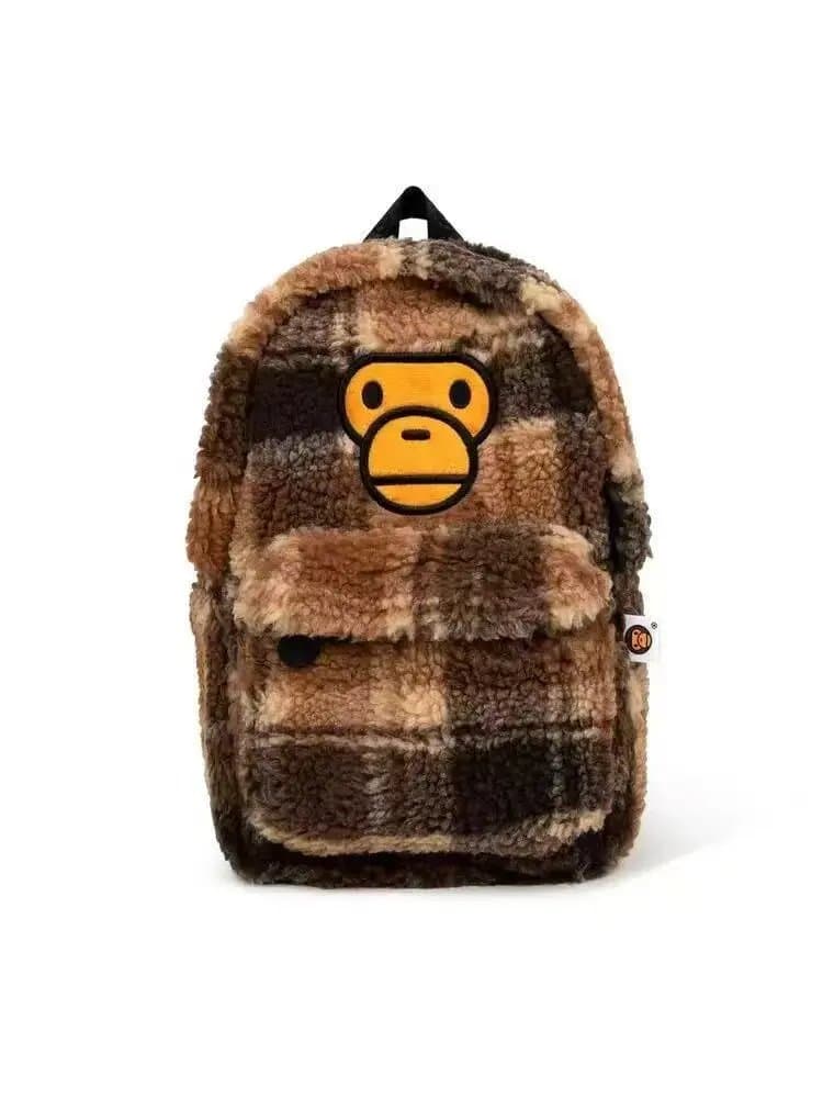 BAPE Shearling Backpack Camouflage Plaid