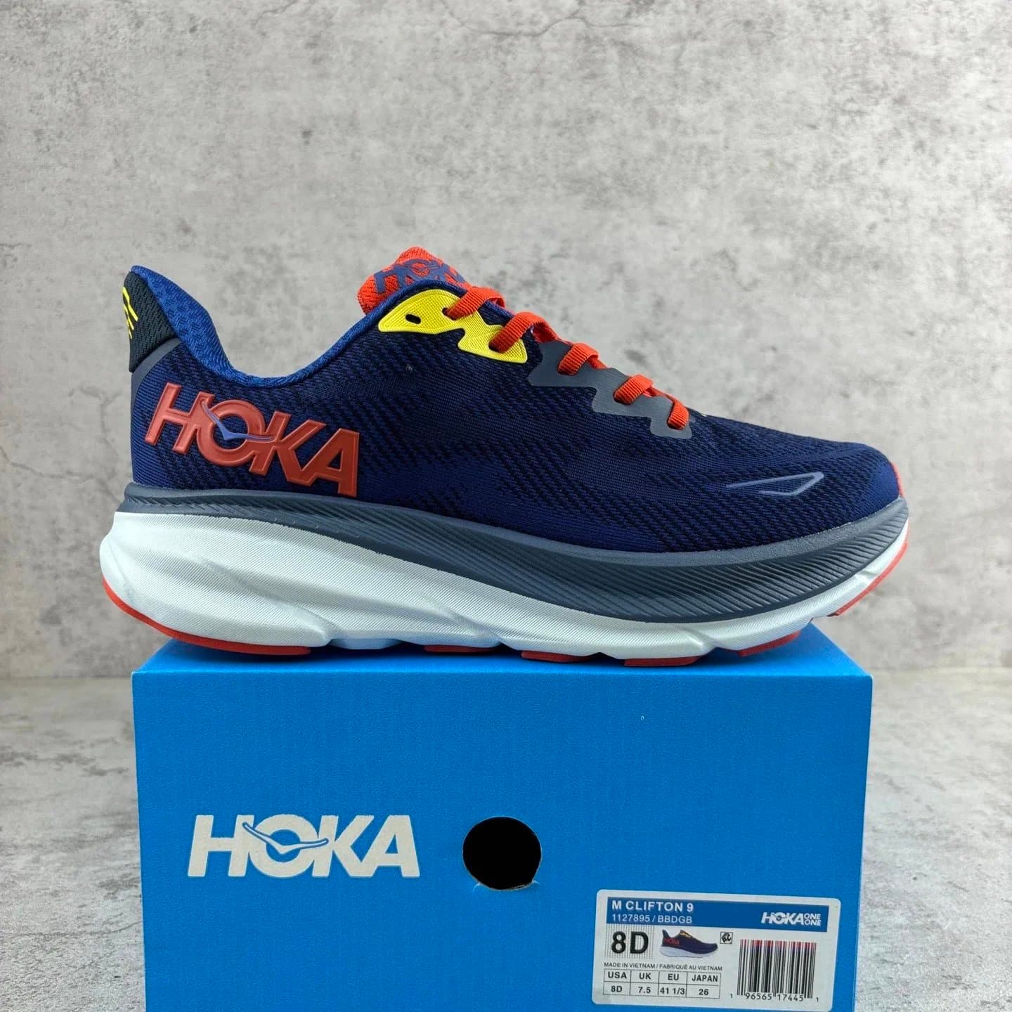 Hoka Clifton 9 Navy Orange Yellow