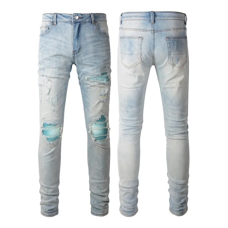 Amiri Distressed Slim Fit Jeans Bleached Ripped — 6645