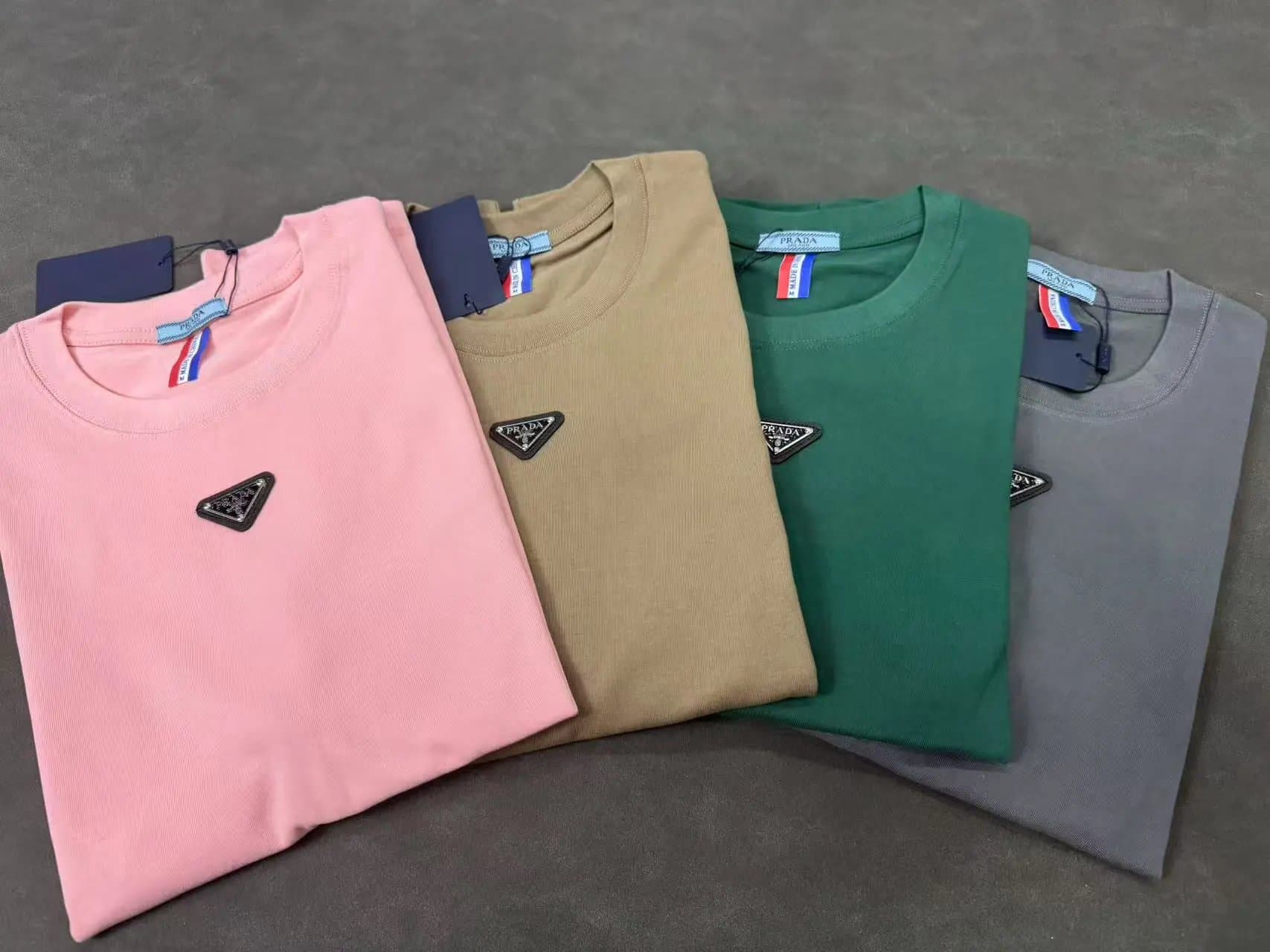 Prada Logo T-Shirt Triangle Logo — 款式2 灰色