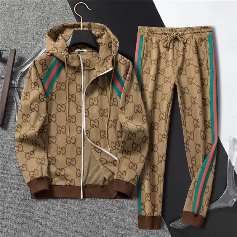 Hugo Boss Track Suit Black Beige Stripe — 13136khaki