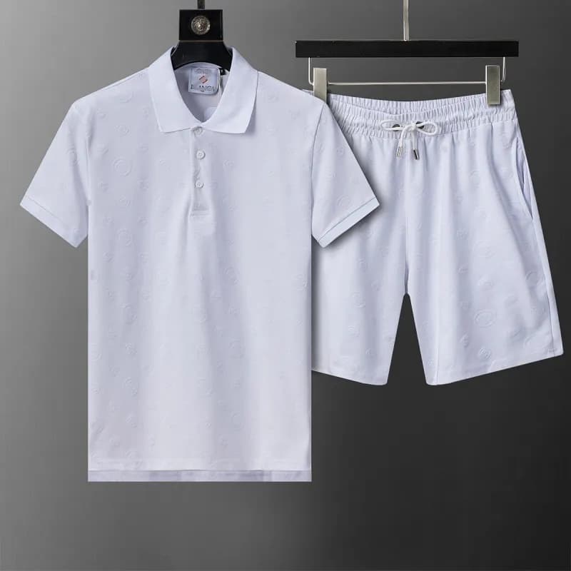 Louis Vuitton Polo Shirt and Shorts Set Damier Jacquard — 6659 white