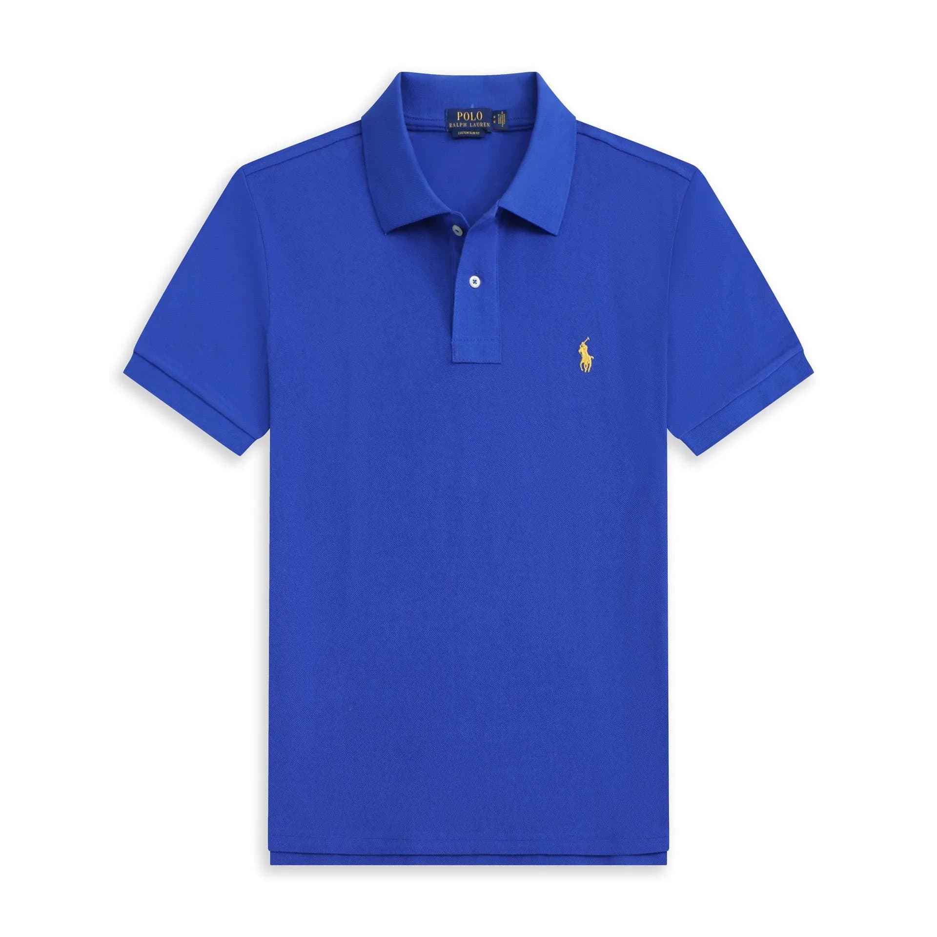 Polo Ralph Lauren Polo Shirt Custom Slim Fit — 彩兰色黄标