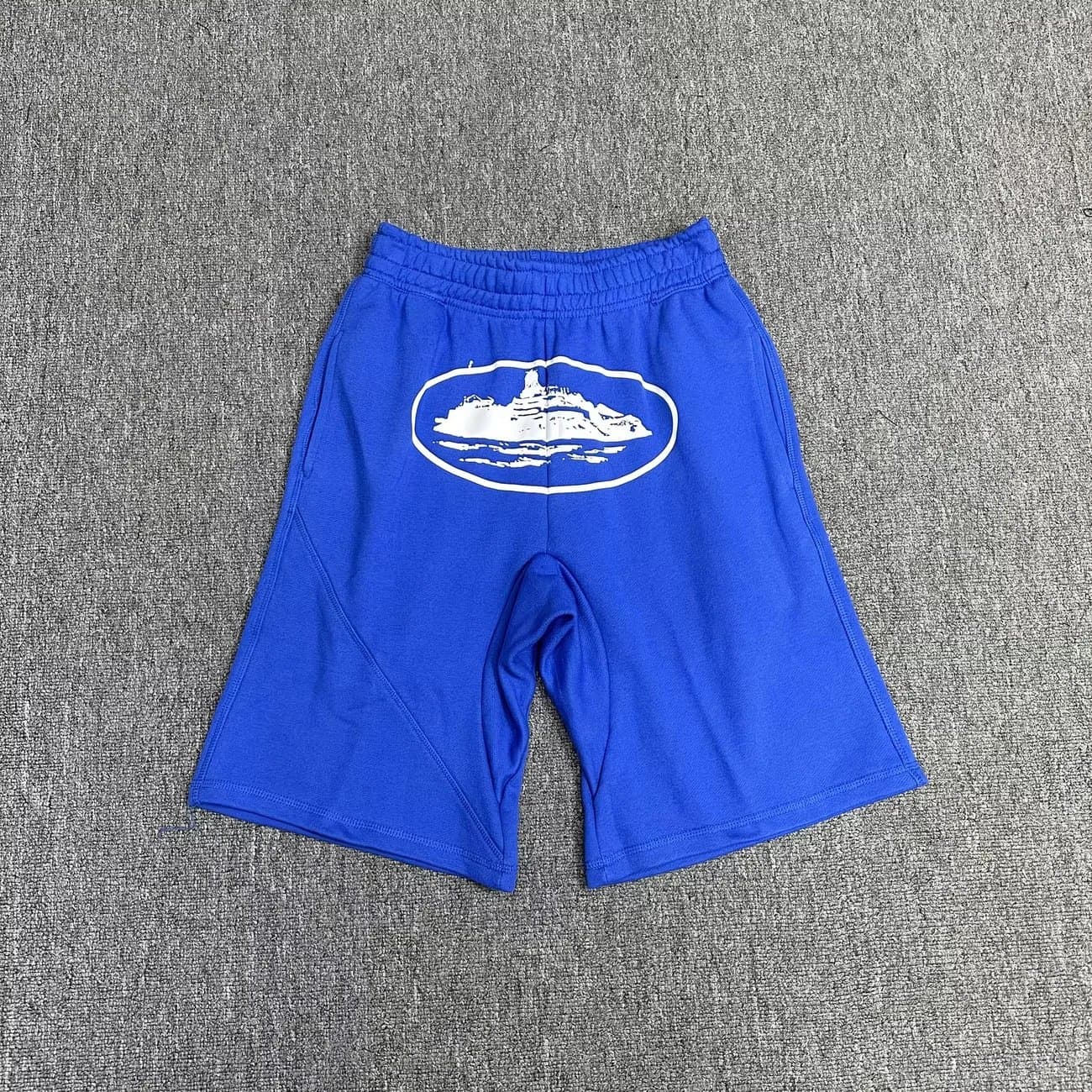 Travis Scott Logo Shorts Rules The World — 801蓝色白印花