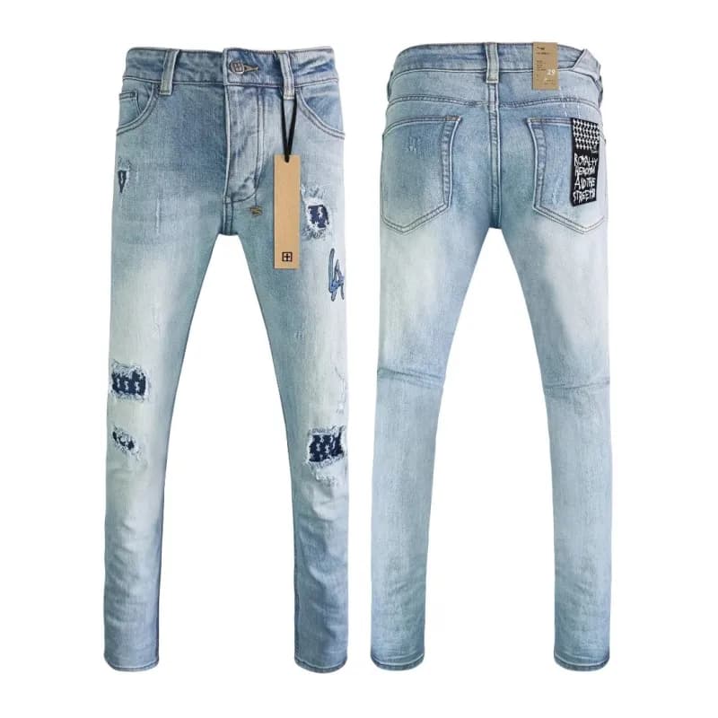 Distressed Jeans Paint-Splatter & Roman Numeral Print — WM20