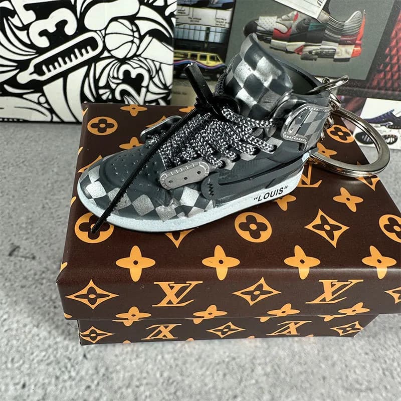 Off-White × Louis Vuitton Mini Sneaker Keychain Checkerboard