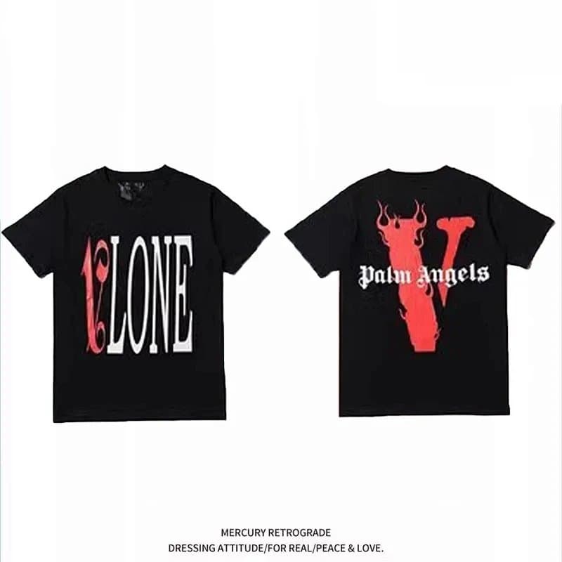 Palm Angels × Off-White Graphic Tee V Logo Print — 联名 黑红