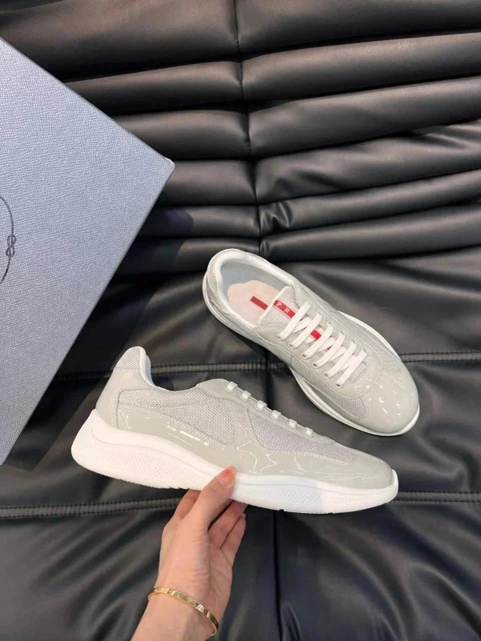 Prada Clever Sneaker Black Mesh-Leather — 30