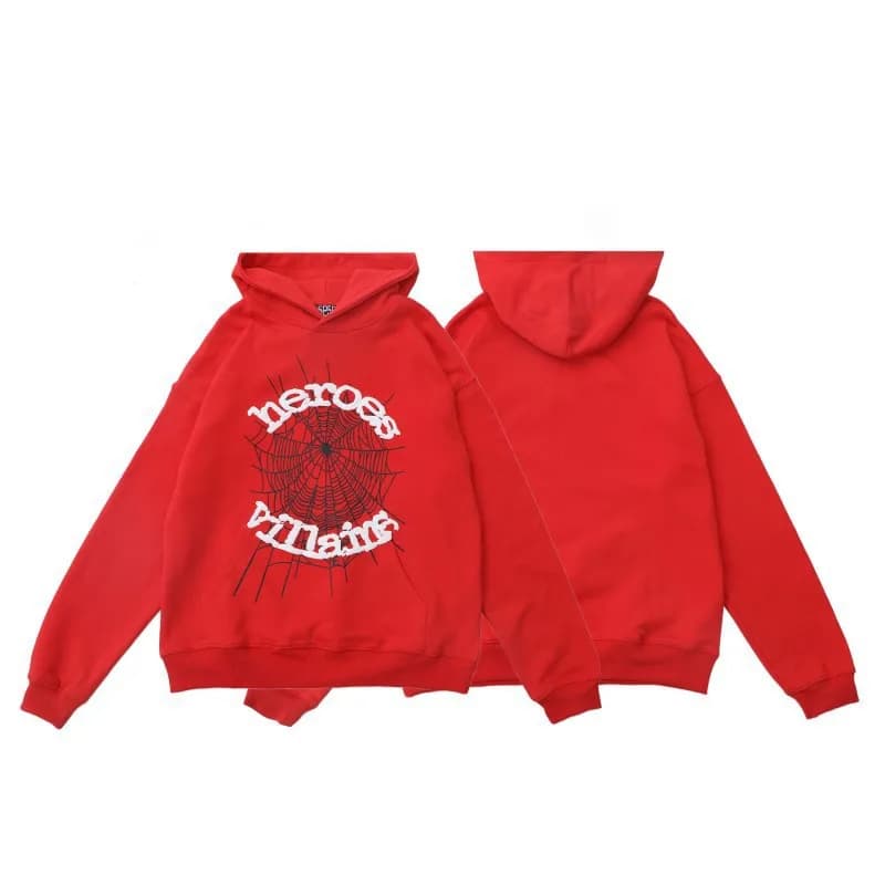 Sp5der Hooded Sweatshirt Star Print Logo — 176# 红色