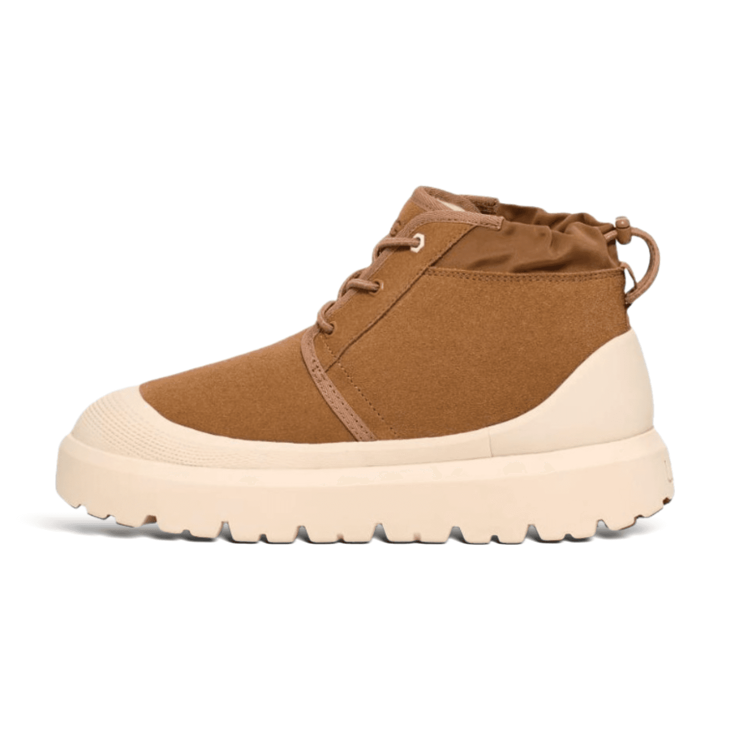 UGG Platform Moccasin Slipper Chestnut — 高帮栗色白底