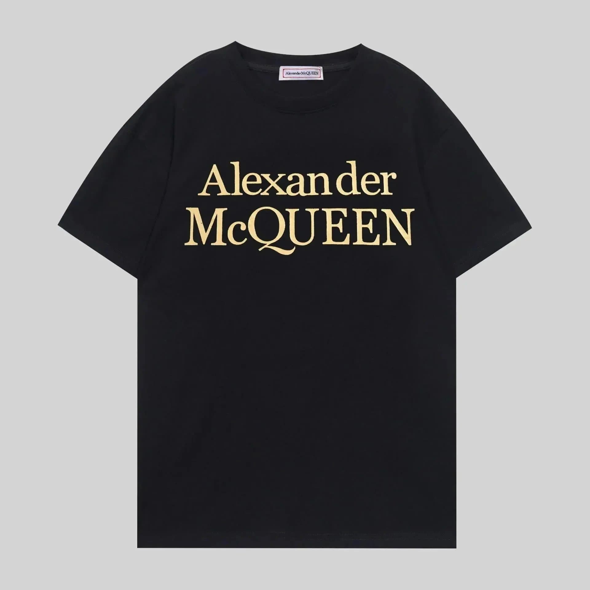 Alexander McQueen Logo T-Shirt Gold Print
