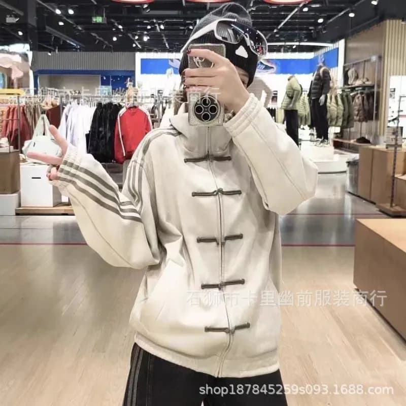 Adidas Mandarin Collar Jacket Chinese Knot Button