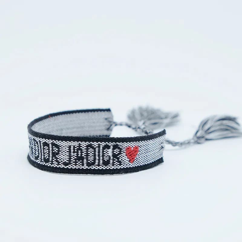 Dior J'Adior Woven Bracelet Pink with Black Logo — 127#