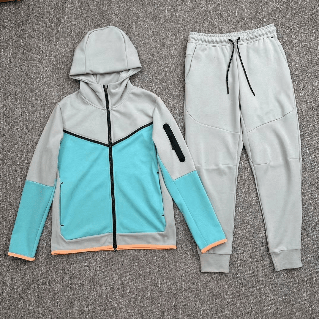 Nike Tech Fleece Hoodie and Joggers Grey/Blue/Orange
