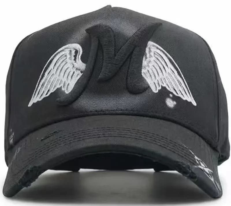 Travis Scott Winged Logo Cap Distressed Black