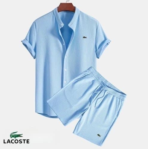 Lacoste Short-Sleeve Shirt and Shorts Set Piqué Stripe