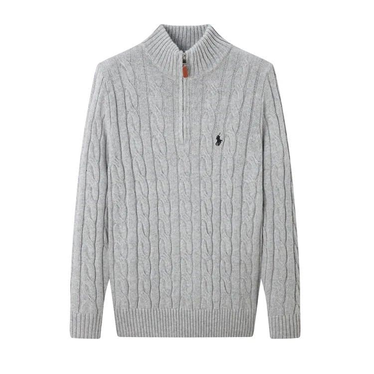 Polo Ralph Lauren Cable Knit Sweater Half-Zip — 毛衣半拉链灰色黑标