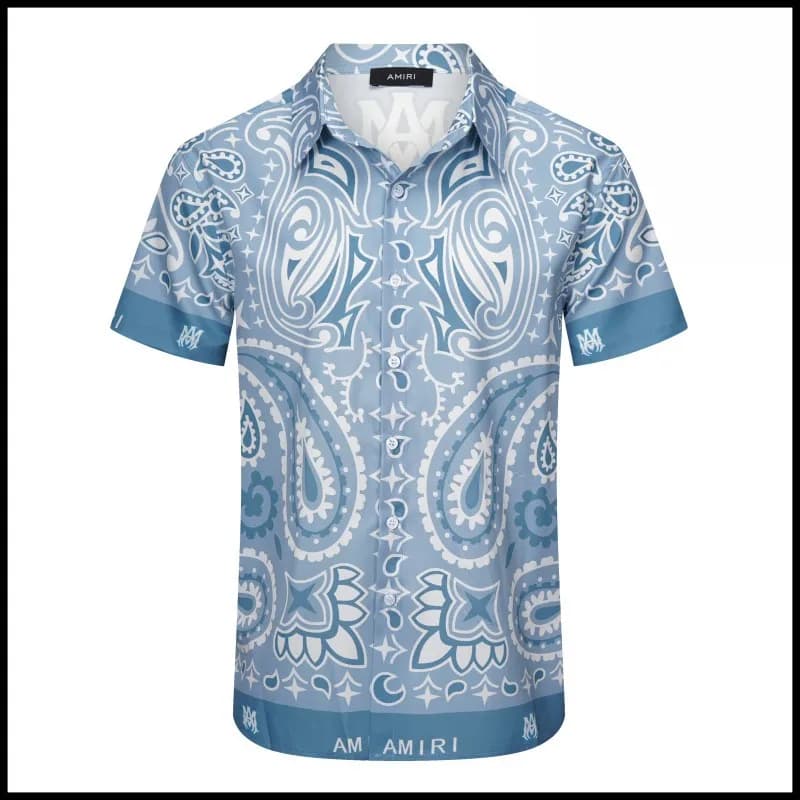 Amiri Paisley Print Shirt Blue and White Paisley