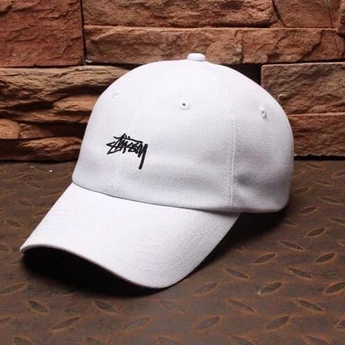 Stüssy Classic Logo Cap Black Script — 白色
