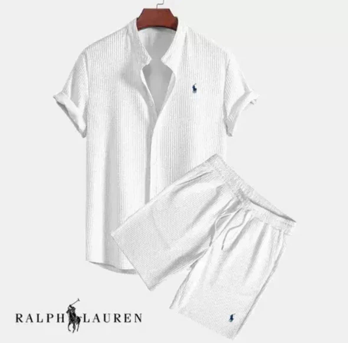Polo Ralph Lauren Short-Sleeve Shirt and Shorts Set Ribbed Cotton