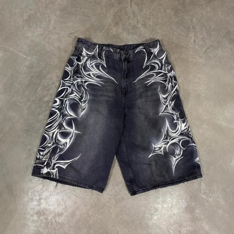 Denim Shorts Tribal Print