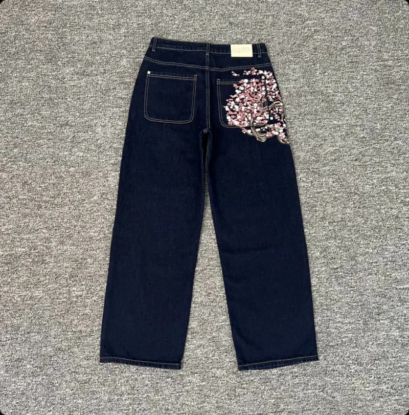 BAPE Jeans Cherry Blossom Embroidery