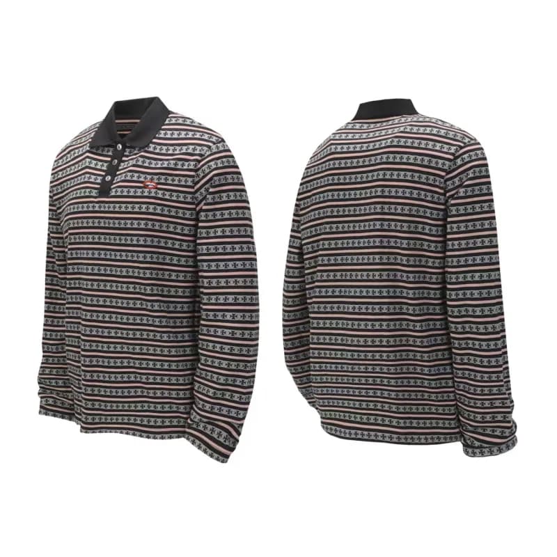 Chrome Hearts Polo Shirt Ape Head Stripe Print