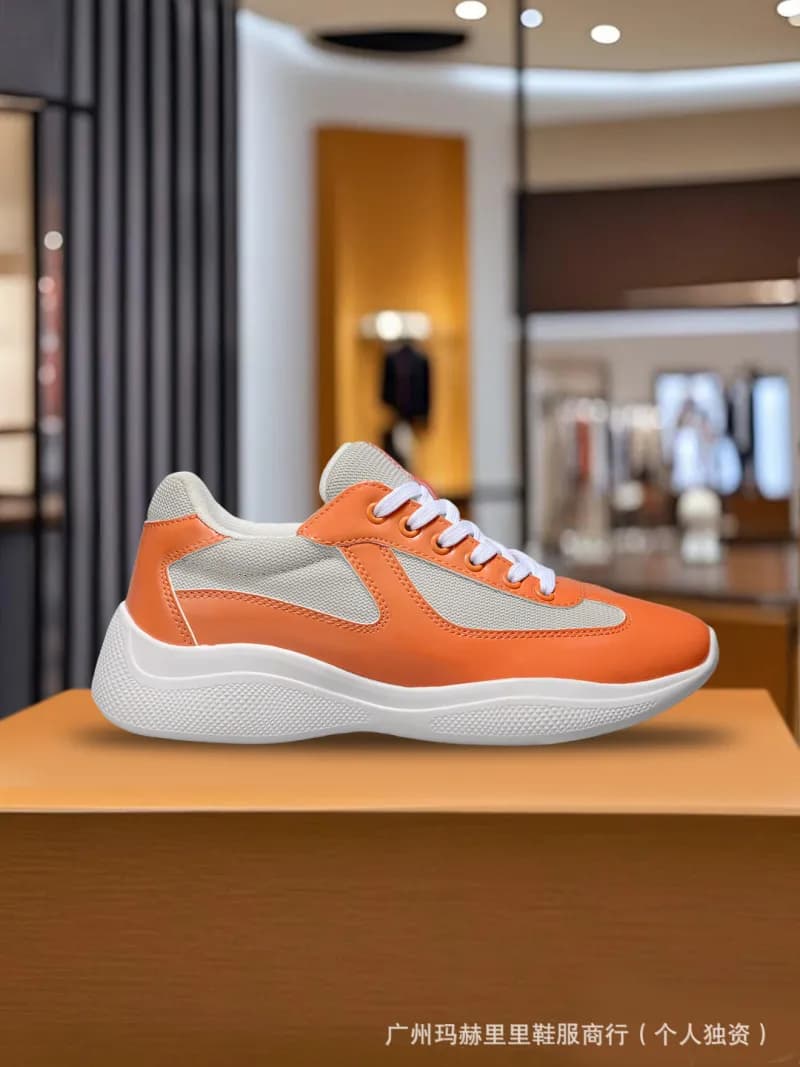 Prada Linea Rossa Sneaker Orange Mesh and Leather