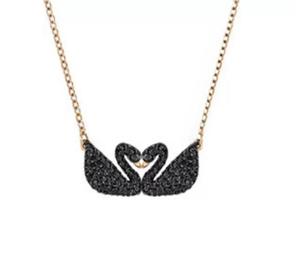 Swarovski Swan Pendant Crystal Gradient — 双黑天鹅项链
