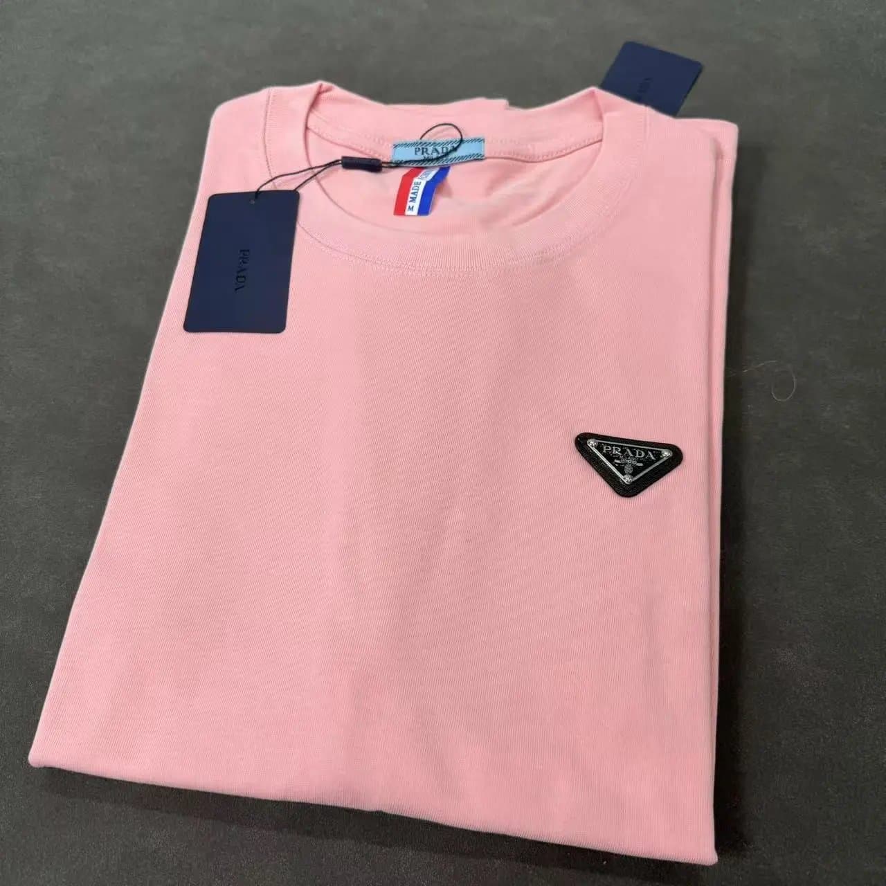 Prada Logo T-Shirt Triangle Logo — 款式1 粉色