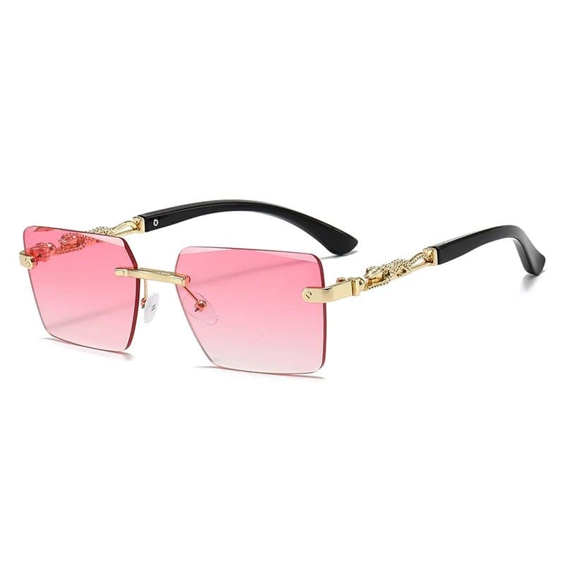 Chrome Hearts Rimless Sunglasses Gradient Pink Lens with Gold Hardware