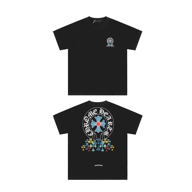 Chrome Hearts Short-Sleeve T-Shirt Cross & Floral Graphic