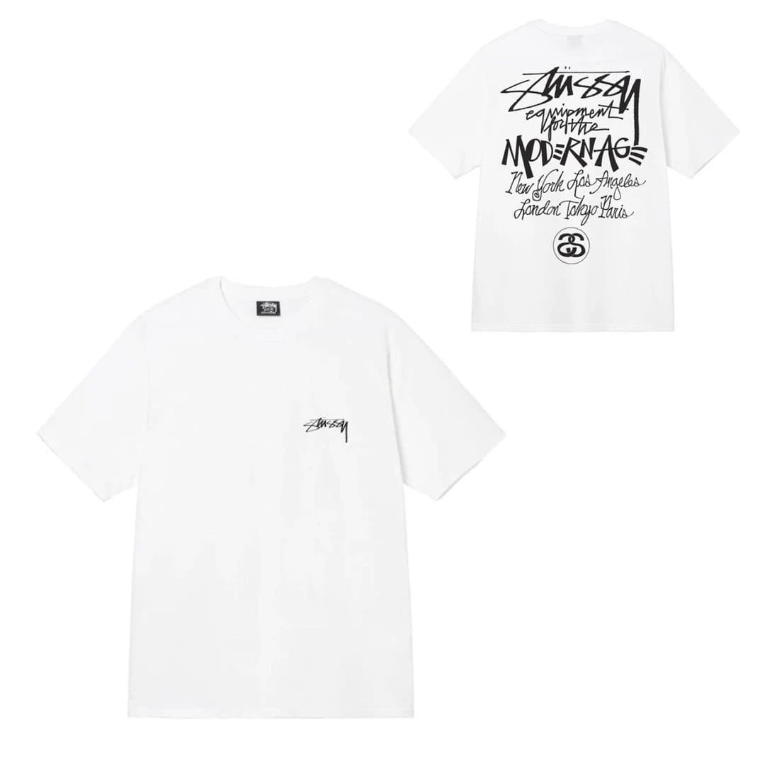 Stüssy Logo Tee Black Script — 920白色