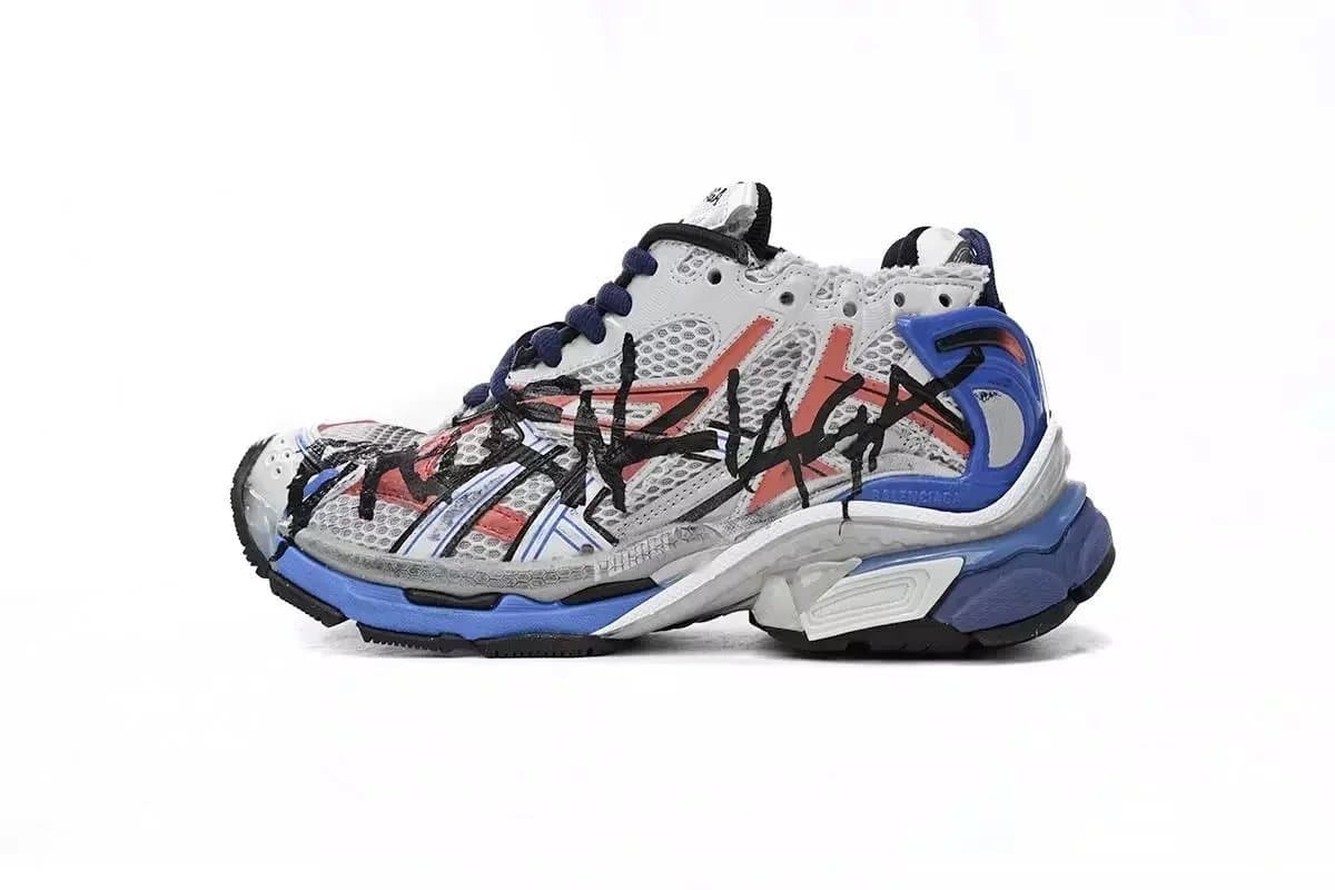 Balenciaga Triple S Graffiti — White And Blue Printing