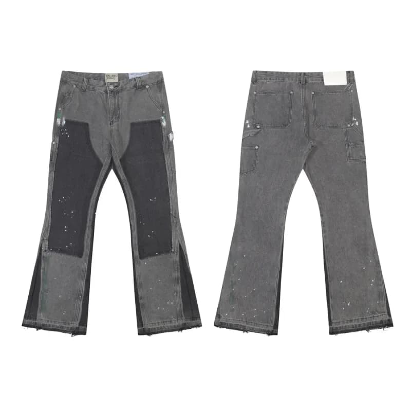 Gallery Dept. Flared Jeans Distressed Paint-Splatter — 653灰色
