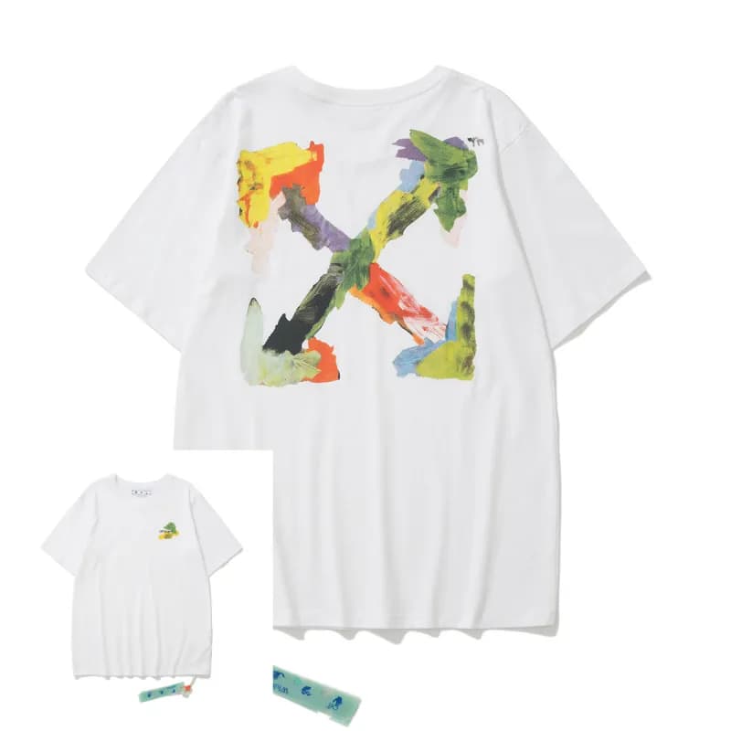 Off-White Painted Arrow T-Shirt Multicolor Paint Stroke — L6128 白