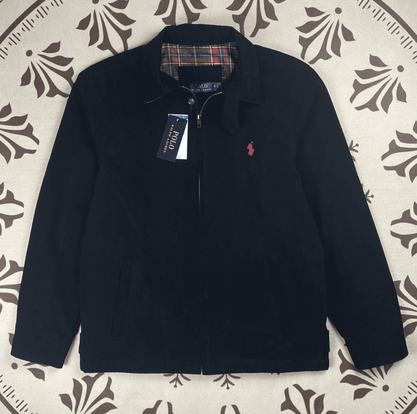 Polo Ralph Lauren Classic Fit Cotton Jacket Black with Tartan Lining
