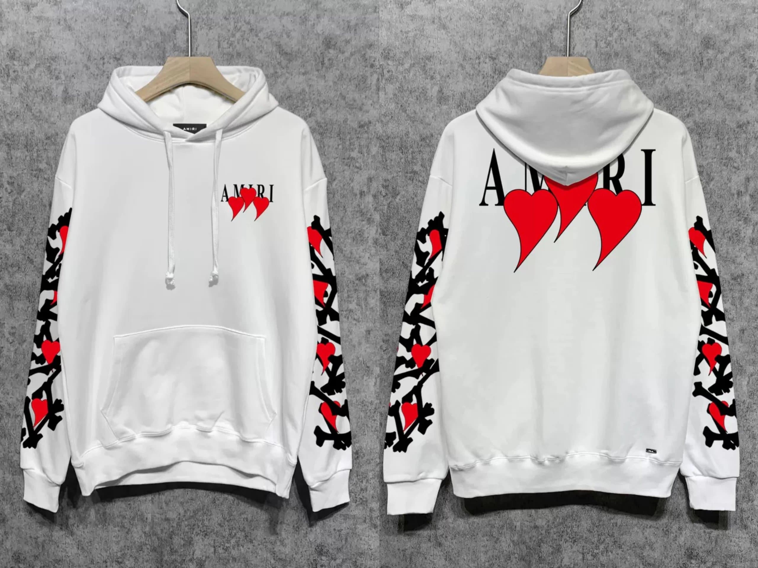 Amiri Hooded Sweatshirt Hearts & Crossbones Print