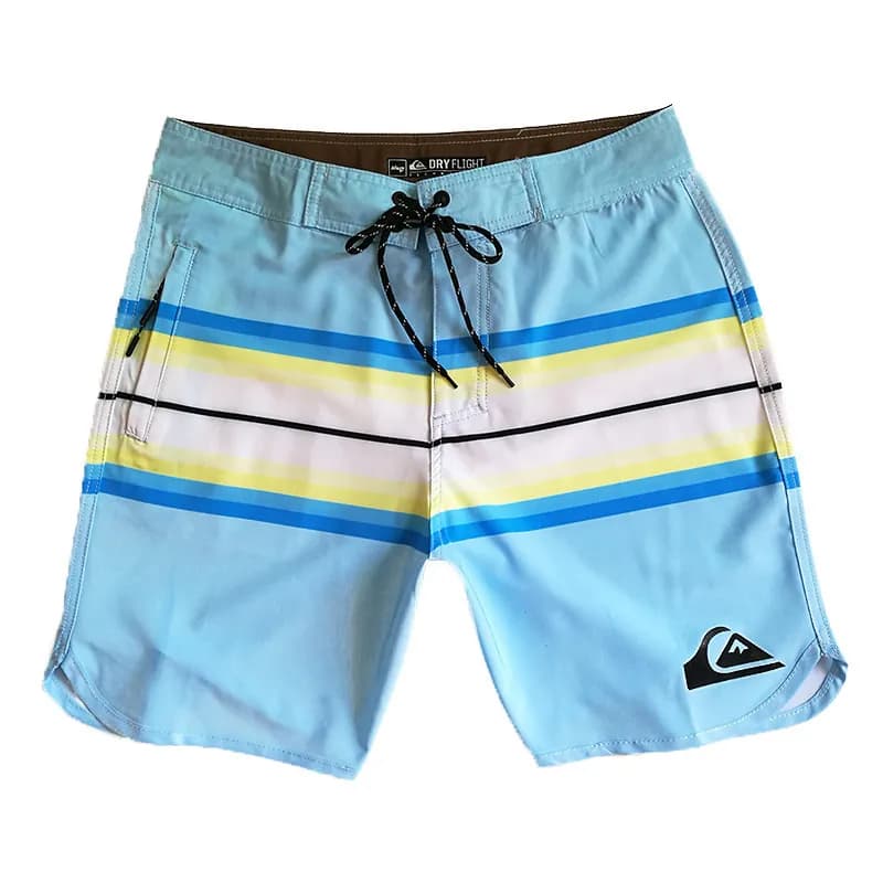Board Shorts Geometric Print — 浅蓝黄