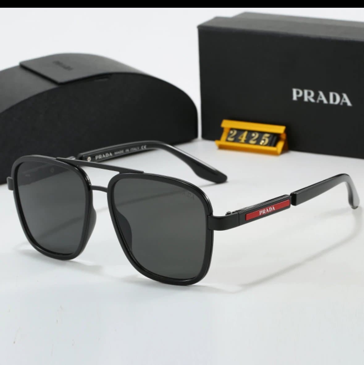 Prada Rimless Sunglasses Geometric Frame — BQ6