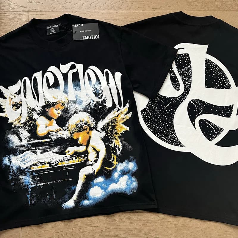 Mixed Emotion Graphic Tee Angels Print
