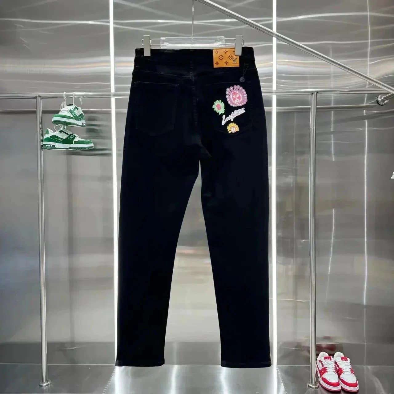 Louis Vuitton Denim Trousers Floral Patch