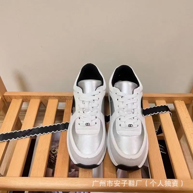 Chanel Sneaker Metallic Silver and White